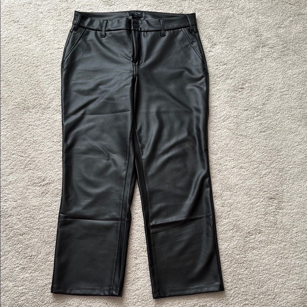 NYDJ Faux Leather Straight Ankle Pants - Black